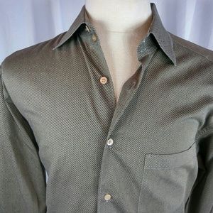 Ermenegildo Zegna Shirt Brown Herringbone Btn Dn